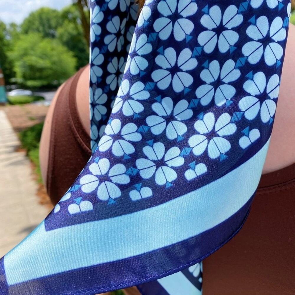 Four Petal Clover Blue Scarf